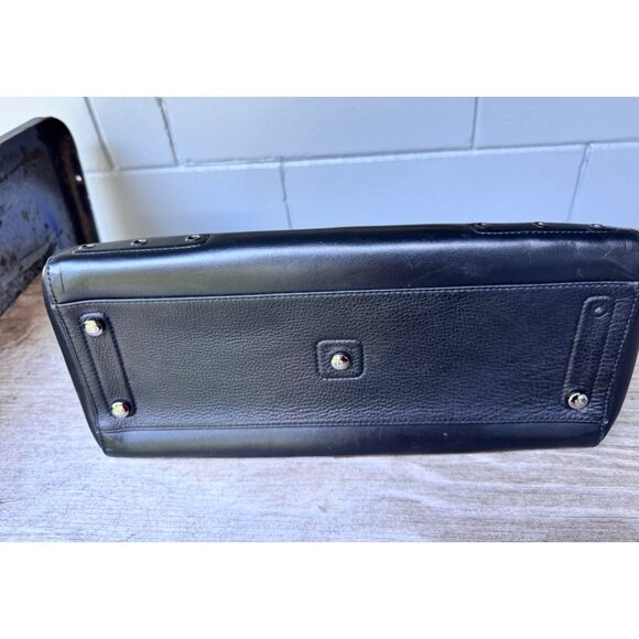 Christian Dior Black Pebbled Leather Bowling Bag Satchel Italy (1 Missing Stud) - Picture 6 of 12